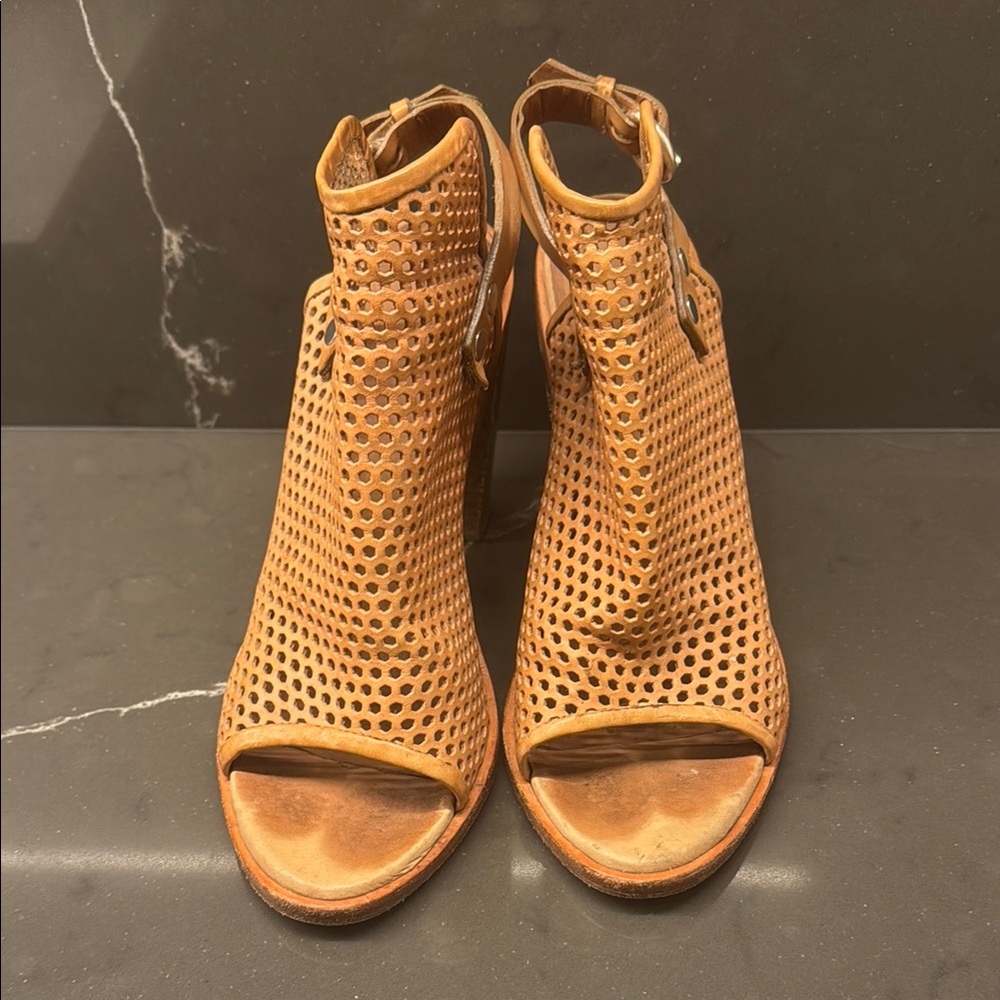 Rag & Bone Tan Ankle Booties with Perforated Design